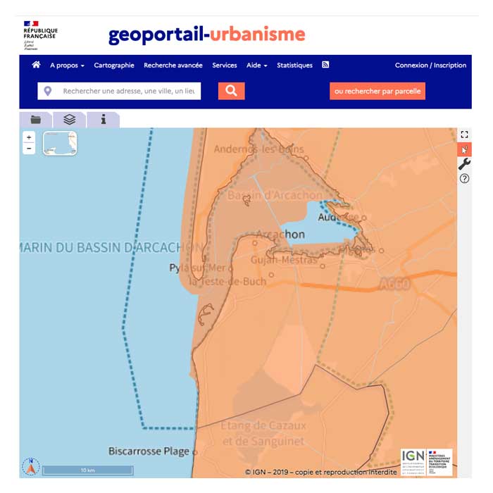 cartographie du géoportail urbanisme la teste de buch